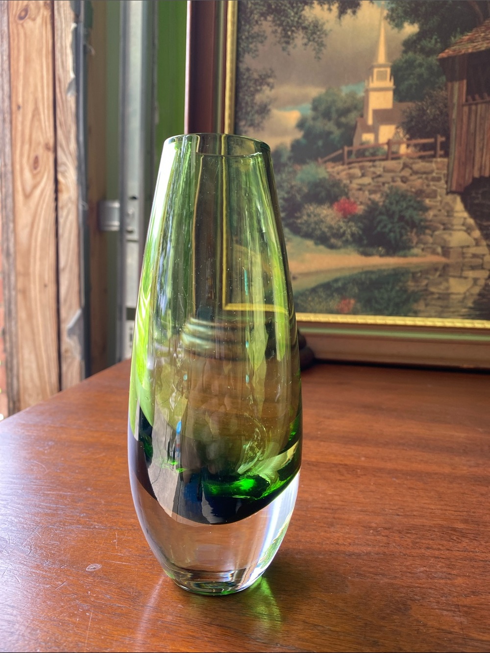 Vintage Mid-Century Modern Style Sommerso, Art Glass Bud Vase